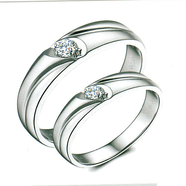 ผลงานรับสั่งทำจากโรงงานจิวเวลรี่แหวนคู่แต่งงานแหวนตัวเรือนทองคำขาวฝังเพชรแท้1553
