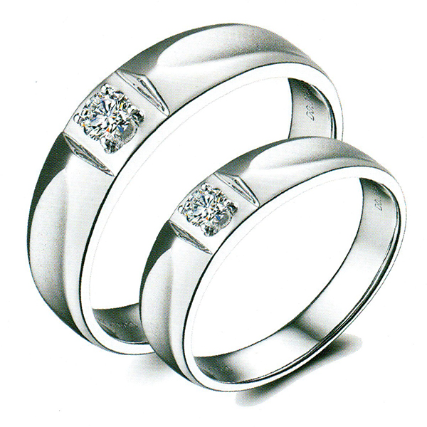 ผลงานรับสั่งทำจากโรงงานจิวเวลรี่แหวนคู่แต่งงานแหวนตัวเรือนทองคำขาวฝังเพชรแท้1554