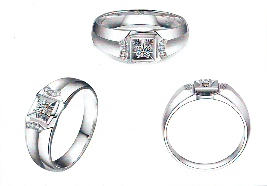 แบบตัวอย่างแหวนชายเพชรแท้ทองคำแท้แหวนชูแหวนแต่งงานแหวนคู่1801
